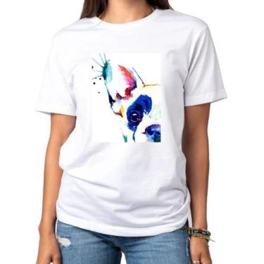 Imagem de Tshirt Bulldog Francês aquarela - cão - cachorro - Camiseta Branca - c