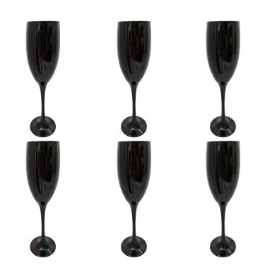 Imagem de Conjunto 6 Taças Vidro Preta Champagne 190 ml Nadir