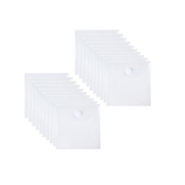 Imagem de YESSART Envelopes plásticos transparentes de 15 x 15 cm, suporte para armazenamento de arquivos de documentos, pacote com 20 fechos de gancho