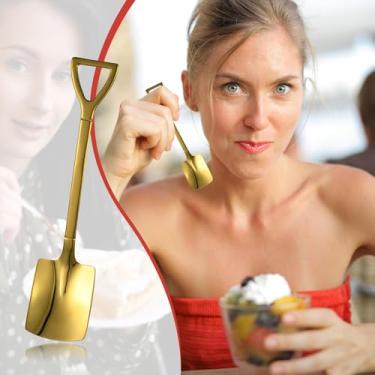 Imagem de Talheres de aço inoxidável, colher de sorvete, colheres de sobremesa, colheres de sopa para sobremesa, café, chá, iogurte, bolo, 15 cm