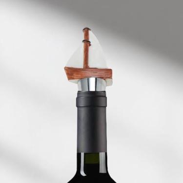 Imagem de Generic 1 peça de rolha de garrafa pequena marrom rolha de barco liga de alumínio TPE branco preto prateado tom marrom 10,3 x 3,4 x 2 cm