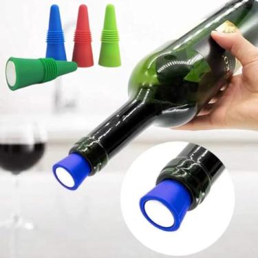 Imagem de Rolhas de vinho seladoras de garrafas de bebidas de silicone macio, rolhas de garrafa de vinho, rolhas com aderência superior para manter o vinho champanhe fresco, pacote com 4 cores escuras