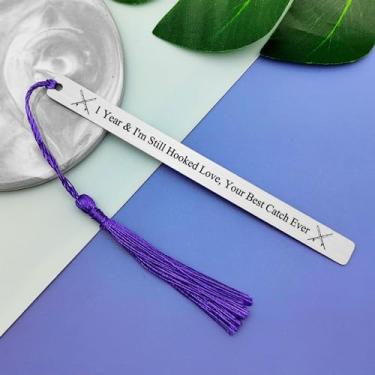 Imagem de Marcador de livro de aniversário de 1 ano, presente de casamento para ele, presente romântico para marido, esposa, namorado, namorada