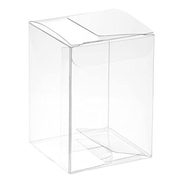 Imagem de Caixas de plástico para varejo 50 x 50 x 70 mm, caixa de presente com película protetora para doces, biscoitos, Natal, casamento, festa, embalagem transparente com 30