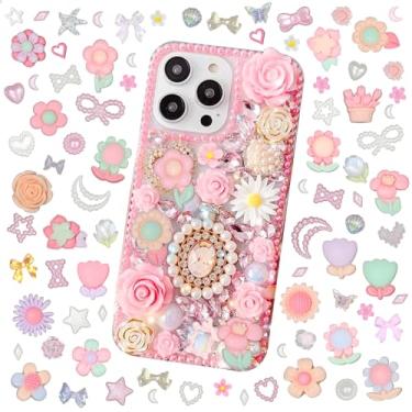 Imagem de Kit de 330 peças de berloques de lixo, pingentes de flores para capas de lixo, capa de telefone charmosa, pingente de resina plana fofo, pingente de geleca a granel de flor rosa