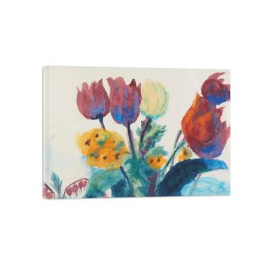 Imagem de Pôster e impressões em tela de flores vintage - reprodução de pintura de arte de parede famosa - Flores 5 imagens prontas para pendurar tela emoldurada de 90 x 125 cm 35 x 49 pol