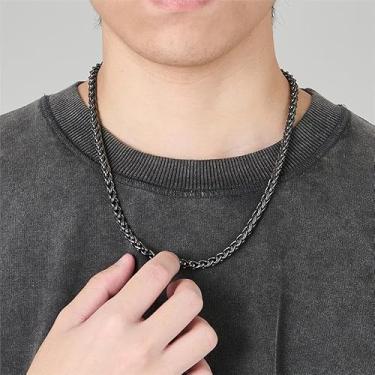 Imagem de Colar masculino de aço inoxidável com elos cubanos, banhado a ouro/prata/preto 14K, 26inch, Aço inoxidável, Sem Pedra Preciosa