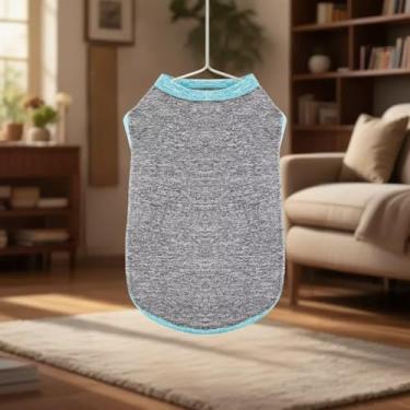 Imagem de Camiseta regata sem mangas para cães: roupas chiques de poliéster iônico para um visual elegante. Cinza PP