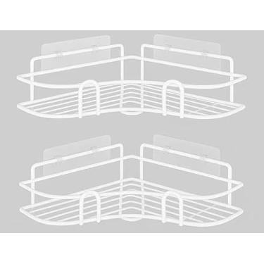 Imagem de Kit 1/2/4 Prateleiras de Banheiro Sem Furo com Suporte e Adesivo Forte – Organizador Multifuncional para Shampoo, Sabonete, Cozinha e Lavanderia(22)