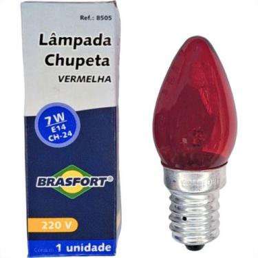 Imagem de Lampada Chupeta Brasfort 7Wx220V. E14 Vermelha - Kit C/25 Pecas - BRAS
