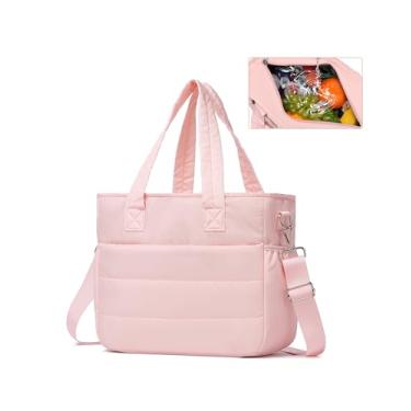 Imagem de BAVERGE Lancheira feminina, bolsa térmica à prova de vazamento para mulheres trabalho, bolsa tiracolo grande e inchada à prova d'água, bolsa térmica, rosa