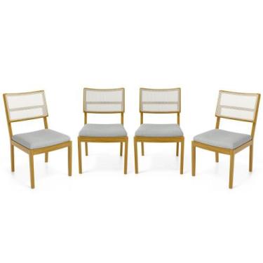 Imagem de Kit Com 4 Cadeiras Milena Madeira Maciça Assentos Estofados Encostos D