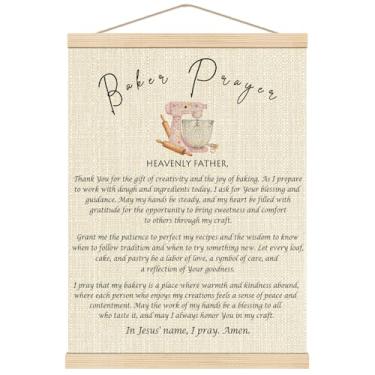 Imagem de Boat Wades Moldura de pôster de arte de parede de oração cristã Baker, presentes de padeiro para mulheres, versículos bíblicos inspiradores decoração de parede para casa cozinha padaria casa de