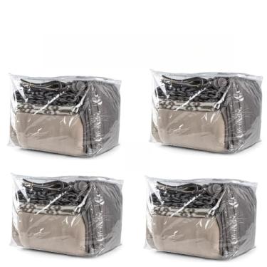 Imagem de Kit Com 4 Organizadores Multiuso/Saco Embalagem P-M-G Com Zíper PVC Transparente(Kit com 4 - G - 50X38X38)