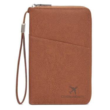 Imagem de LEEXTON Carteira de viagem de couro com bloqueio de RFID, capa de passaporte/carteira de viagem para mulheres/homens com, Marrom claro A, Morden