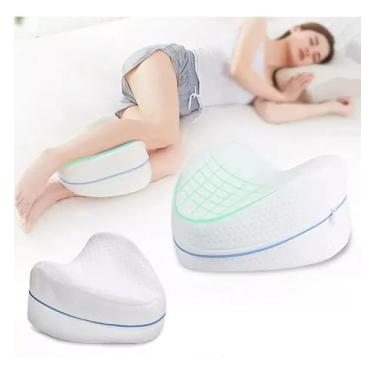 Imagem de Travesseiro De Joelhos E Pernas Espuma Viscoelástica Com Memória - Alívio Da Dor Ciática/Costas/Quadril/Joelhos E Pressão Na Região Lombar