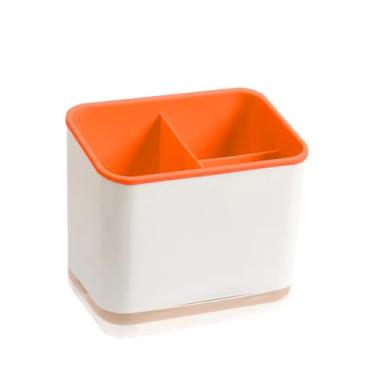 Imagem de KEINEUX Escorredor de talheres, suporte de utensílios, suporte de pia escorredor de louça, acessórios organizadores de cozinha para talheres, pauzinhos, facas, garfos, colheres, espátulas (laranja)