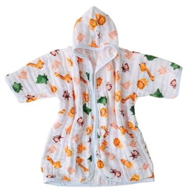 Imagem de Kit Enxoval Roupão + Toalha Banho para Bebê com Capuz 100% Algodão Soft (Safari)