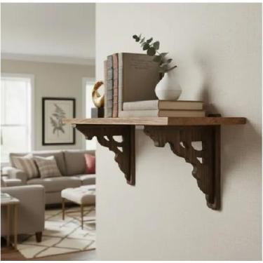 Imagem de Mão francesa de madeira 2 peças - Rupestre Art Madeira, Marrom, 25cm