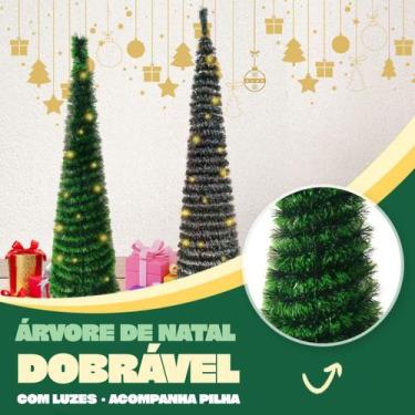 Imagem de Árvore De Natal Slim Linda Dobrável c/ Luz Acompanha Pilha Sanfonada 3