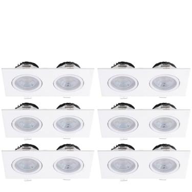 Imagem de Kit 6x Spot Embutir Duplo Face Plana Branco Quadrado LED Integrado 3000K 10W Bivolt
