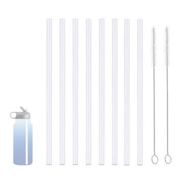 Imagem de ZARZAVT Pacote com 8 canudos de substituição com escova | Canudos de plástico sem BPA de 8 mm para tampa de canudo Hydro Flask | À prova de vazamento e ajuste durável (não para Stanley/boca estreita)