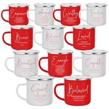 Imagem de Mifoci 24 peças, presentes cristãos de Natal, canecas de café esmaltadas cristãs a granel com alça 350 ml, versículo bíblico, xícara de café para mulheres, homens, igreja, escola dominical, colegas de