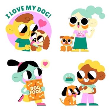 Imagem de Adesivos de Animais Kawaii para Quarto e Caderneta - Coleção de Pets Fofos para Crianças 30x30cm