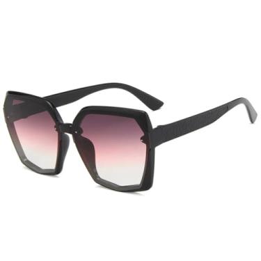 Imagem de JRLLFD Óculos de sol grandes com armação irregular, feminino, masculino, para esportes ao ar livre, direção, proteção UV400 (preto, cinza, rosa)