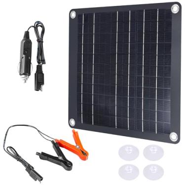 Imagem de LZVXTYM Carregador de bateria solar de 10 W 16,5 V, kit de mini painel solar sem fio com clipe de cabeça dupla, conjunto de carregador de bateria resistente de alta eficiência para barco, carro