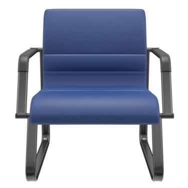 Imagem de Cadeira De Escritório Recepção Com Braço Fixa Preta Lev P03 Vinil Azul - Lyam Decor