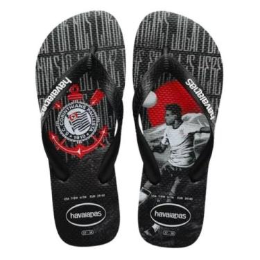 Imagem de Chinelo Havaianas Top Times Corinthians Infantil Original, Preto, 27/2