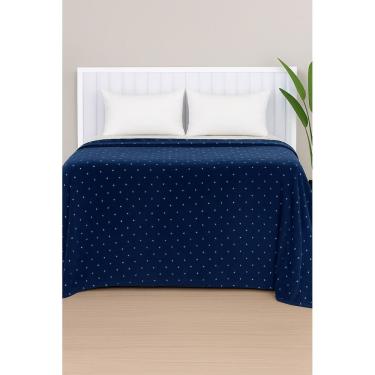 Imagem de Manta De Microfibra Estampa Poá Habitat Casal  - Poá Azul