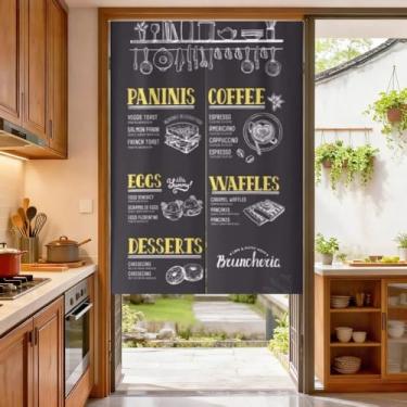 Imagem de Cortina japonesa Noren da MYRU para porta do armário do restaurante, Feng Shui, cortina de porta 33.5 Inches x 59 Inches Dark Gray Coffee