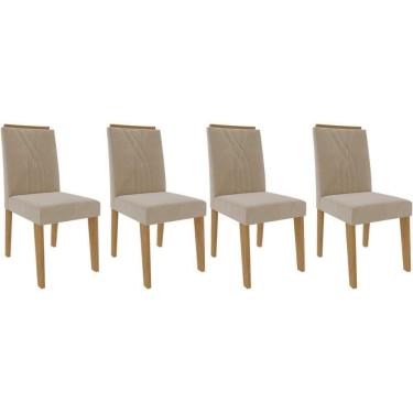 Imagem de Cadeira Sala De Jantar Nicole Kit 4 Un Nature-suede Nude - Cimol