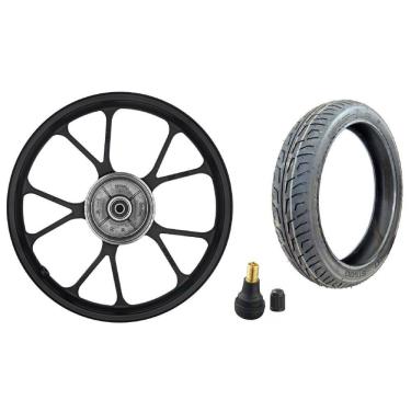 Imagem de Roda Liga Leve Traseira Honda Cg Titan 150 Titan 160 Start 150 160 V-Shape + Pneu 90/90-18 St600 + Bico