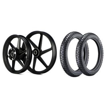Imagem de KIT RODA LIGA LEVE BROS 160 2015 A 2022 XRE 190 2016 A 2023 6P PRETA FREIO DISCO + PNEU VIPAL TR300 110/90-17 e 90/90-19
