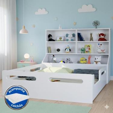 Imagem de Cama Montessoriana Infantil Padrão Casal Com Organizador De Brinquedos