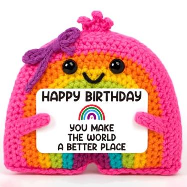 Imagem de Best Friend Happy Birthday Crochet Rainbow Gifts for Friends Women Men Birthday Decoration for Coworker Sister Boss Funny Gift for Daughter Son Teen Boys Girls