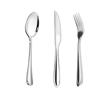 Imagem de Kit 18 Peças Jogo de Talheres – 6 Facas + 6 Garfos + 6 Colheres – Aço Inox Resistente