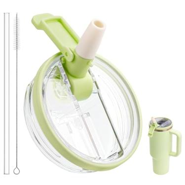 Imagem de Bluwing Tampa Flip Straw para Stanley Quencher H2.0 & ProTour Tumbler, 1,134 g Tampa de copo de substituição para copo Stanley, à prova de vazamento (verde claro)