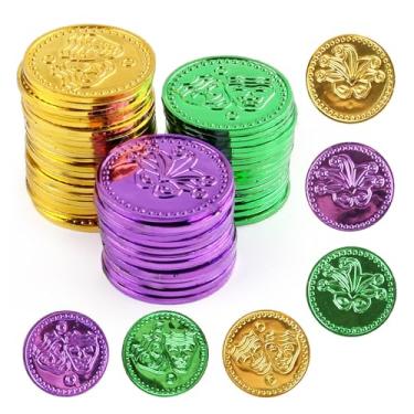 Imagem de Chris.W 100PCS Mardi Gras Plastic Coins – Purple Green Gold Doubloon Coins, Carnival Party Favors, Parade Toss Coins, Game Tokens, Festival Decorations for Mardi Gras Theme Events 1.38 Inch