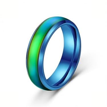 Imagem de Zannthra Anel de humor para mulheres e crianças com mudança de cor sensível à temperatura, presente divertido, acessório de moda, rastreador de bem-estar emocional, 10, Aço inoxidável, Sem pedra