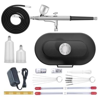 Imagem de Kit de aerógrafo 0,2/0,3/0,5 mm bico/conjuntos, kit com compressor de ar de alta pressão, aerógrafo de unhas, ideal para arte de unhas, maquiagem, pintura de camisetas, decoração de bolos, artesanato