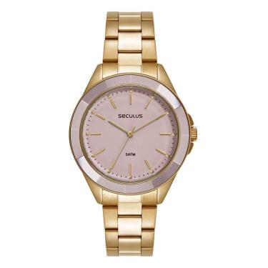 Imagem de Relógio Seculus Feminino Ref: 77346lpsvds4 Fashion Crâmica Dourado