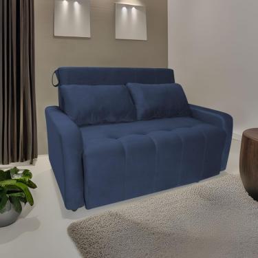 Imagem de Sofá Cama Para Sala De Estar Amora New Veludo Matrix - Azul Azul