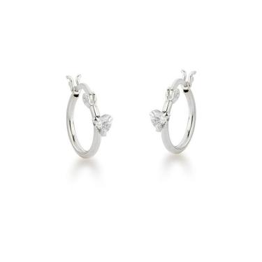 Imagem de Brinco Argola Com Ponto De Luz Coração Prata 925