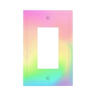 Imagem de BHGAHD Capas decorativas modernas sonhadoras pastel Gradien 1 Gang Rocker Light Switch Covers Single Decora Gfci Device Placa de parede cor suave arte abstrata com mistura rosa amarelo verde