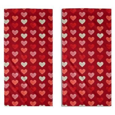 Imagem de Toalhas de mão para banheiro conjunto de 2 toalhas de mão creme vermelho rosa amor coração bloco impressão tema feriado dia dos namorados toalhas de mão decorativas toalha de banho macia absorvente
