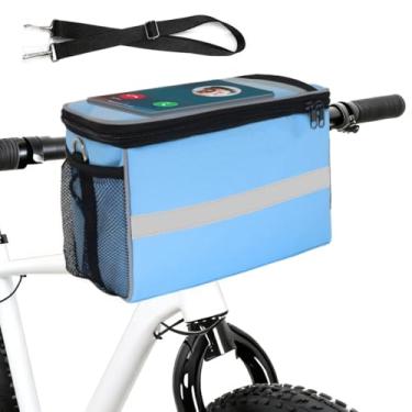 Imagem de MATTISAM Bolsa para guidão de bicicleta – Cesta frontal com suporte de telefone para bicicleta, bolsa térmica para crianças, meninas, meninos, mulheres